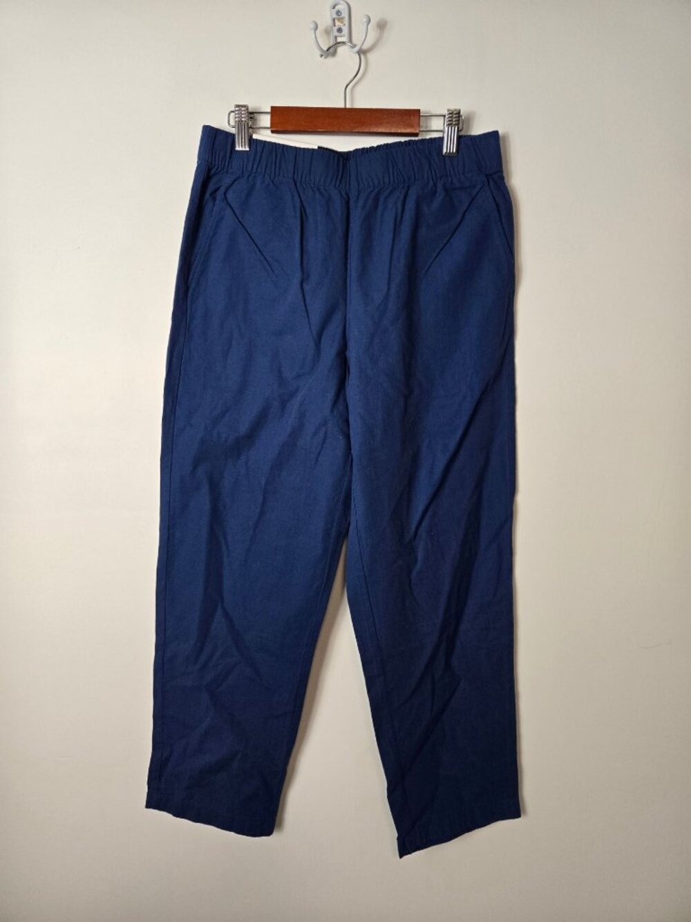 Uniqlo Cotton Relaxed Ankle Tapered Pants Size S Pull-On Blue Women's NEW